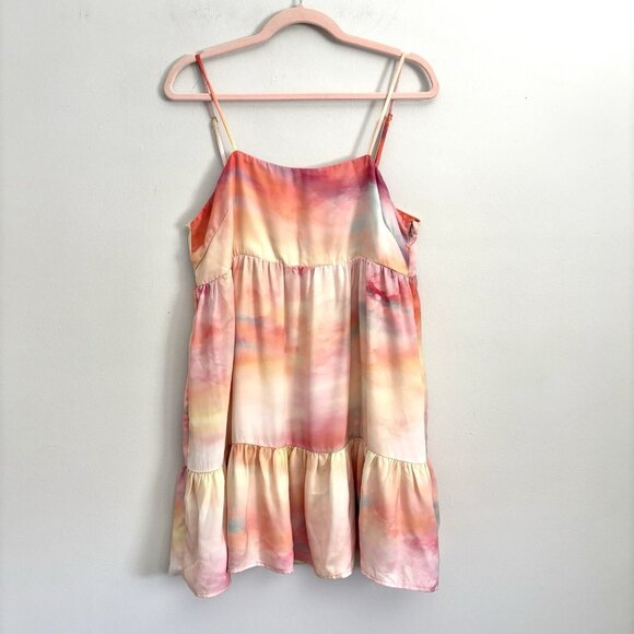 RESA Pink Watercolor Sleeveless Mini Babydoll Dress with Pockets Women’s Medium - Picture 1 of 7